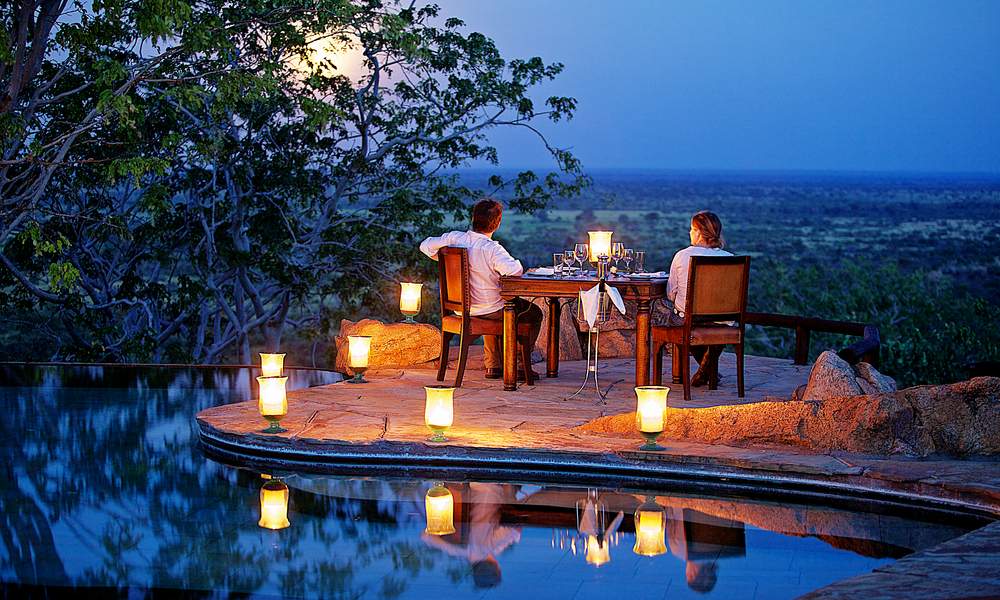 honeymooners having romantic night in kenya